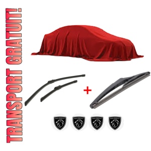 Set 3 stergatoare PEUGEOT 3008 III (KA_, KB_, KC_) din 2023, pentru parbriz si luneta fata si spate auto, Bosch Twin, din cauciuc siliconat rezistent, 4 Stickere Auto PEUGEOT