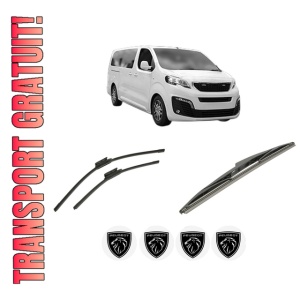 Set 3 stergatoare PEUGEOT EXPERT Bus (V_) din 2016-2023, pentru parbriz si luneta fata si spate auto, Bosch Twin-Aerotwin, din cauciuc siliconat rezistent, 4 Stickere Auto PEUGEOT