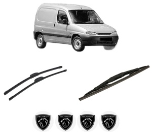 Set 3 stergatoare PEUGEOT PARTNER Box Body/MPV (5_, G_) din 1996-2015, pentru parbriz si luneta fata si spate auto, Bosch Twin-Aerotwin Retrofit, din cauciuc siliconat rezistent, 4 Stickere Auto PEUGEOT - Img 2
