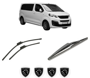 Set 3 stergatoare PEUGEOT TRAVELLER Bus (V_) din 2016-2023, pentru parbriz si luneta fata si spate auto, Bosch Twin-Aerotwin, din cauciuc siliconat rezistent, 4 Stickere Auto PEUGEOT - Img 2