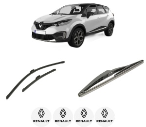 Set 3 stergatoare RENAULT CAPTUR I (J5_, H5_) din 2013-2018, pentru parbriz si luneta fata si spate auto, Bosch Twin-Aerotwin, din cauciuc siliconat rezistent, 4 Stickere Auto RENAULT - Img 2