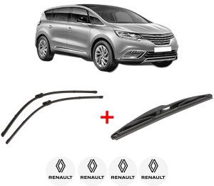 Set 3 stergatoare RENAULT ESPACE V (JR_) din 2015 - 2023, pentru parbriz si luneta fata si spate auto, Valeo Silencio, din cauciuc siliconat rezistent, 4 Stickere Auto RENAULT v12377