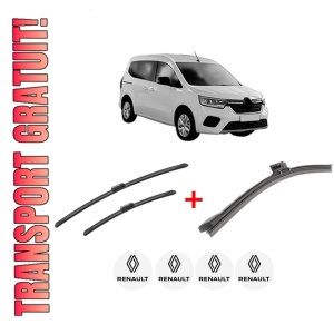 Set 3 stergatoare RENAULT KANGOO III Box Body/MPV din 2021, pentru parbriz si luneta fata si spate auto, Bosch Aerotwin, din cauciuc siliconat rezistent, 4 Stickere Auto RENAULT