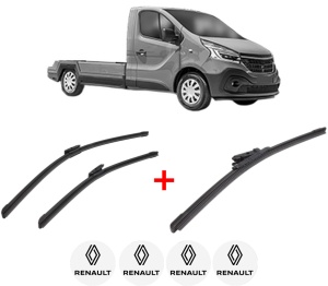Set 3 stergatoare RENAULT TRAFIC III Platform/Chassis (EG_) din 2014, pentru parbriz si luneta fata si spate auto, Bosch Aerotwin, din cauciuc siliconat rezistent, 4 Stickere Auto RENAULT v3378