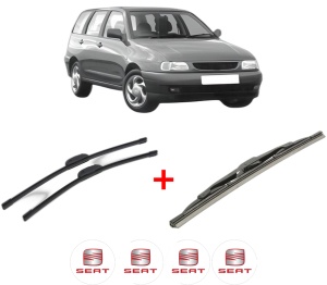 Set 3 stergatoare SEAT CORDOBA Vario (6K5) din 1996 - 2002, pentru parbriz si luneta fata si spate auto, Bosch Twin, din cauciuc siliconat rezistent, 4 Stickere Auto SEAT v10643