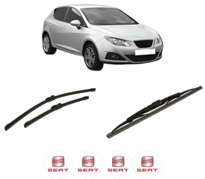 Set 3 stergatoare SEAT IBIZA IV (6J5, 6P1) din 2008-2017, pentru parbriz si luneta fata si spate auto, Bosch Twin-Aerotwin, din cauciuc siliconat rezistent, 4 Stickere Auto SEAT - Img 2