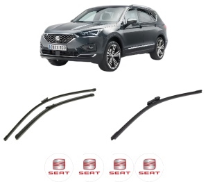 Set 3 stergatoare SEAT TARRACO (KN2) din 2018-2024, pentru parbriz si luneta fata si spate auto, Bosch Aerotwin-Aerotwin, din cauciuc siliconat rezistent, 4 Stickere Auto SEAT - Img 2