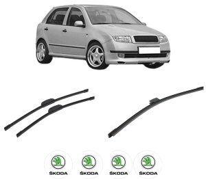 Set 3 stergatoare SKODA FABIA I (6Y2) din 1999-2008, pentru parbriz si luneta fata si spate auto, Bosch Aerotwin-Aerotwin Retrofit, din cauciuc siliconat rezistent, 4 Stickere Auto SKODA - Img 2