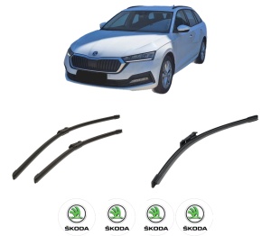 Set 3 stergatoare SKODA Octavia IV Combi (NX5, PV5) din 2019-2025, pentru parbriz si luneta fata si spate auto, Bosch Aerotwin-Aerotwin, din cauciuc siliconat rezistent, 4 Stickere Auto SKODA - Img 2