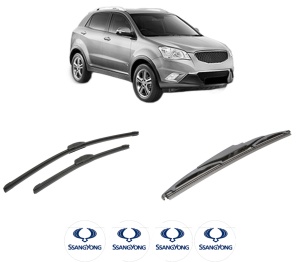 Set 3 stergatoare SSANGYONG KORANDO (CK) din 2010-2015, pentru parbriz si luneta fata si spate auto, Bosch Twin-Aerotwin Retrofit, din cauciuc siliconat rezistent, 4 Stickere Auto SSANGYONG - Img 2