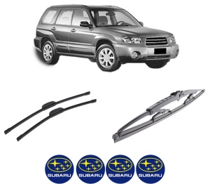 Set 3 stergatoare SUBARU FORESTER (SG_) din 2002-2008, pentru parbriz si luneta fata si spate auto, Bosch Twin-Aerotwin Retrofit, din cauciuc siliconat rezistent, 4 Stickere Auto SUBARU - Img 2