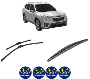 Set 3 stergatoare SUBARU FORESTER (SK_) din 2018, pentru parbriz si luneta fata si spate auto, Bosch Twin-Aerotwin, din cauciuc siliconat rezistent, 4 Stickere Auto SUBARU - Img 2