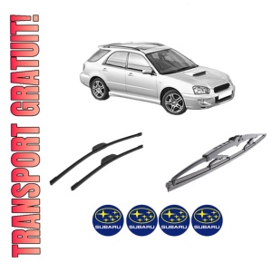 Set 3 stergatoare SUBARU IMPREZA Estate (GG) din 2000-2008, pentru parbriz si luneta fata si spate auto, Bosch Twin-Aerotwin Retrofit, din cauciuc siliconat rezistent, 4 Stickere Auto SUBARU