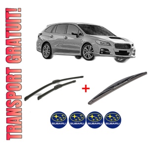 Set 3 stergatoare SUBARU LEVORG din 2015, pentru parbriz si luneta fata si spate auto, Bosch Twin, din cauciuc siliconat rezistent, 4 Stickere Auto SUBARU
