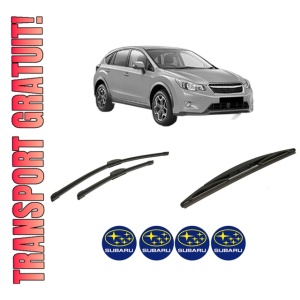 Set 3 stergatoare SUBARU XV (_GP_) din 2012-2017, pentru parbriz si luneta fata si spate auto, Bosch Twin-Aerotwin Retrofit, din cauciuc siliconat rezistent, 4 Stickere Auto SUBARU