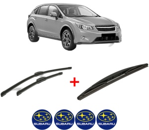 Set 3 stergatoare SUBARU XV (_GP_) din 2012 - 2017, pentru parbriz si luneta fata si spate auto, Bosch Twin, din cauciuc siliconat rezistent, 4 Stickere Auto SUBARU v5603