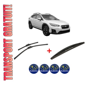 Set 3 stergatoare SUBARU XV (GT) din 2017, pentru parbriz si luneta fata si spate auto, Bosch Twin, din cauciuc siliconat rezistent, 4 Stickere Auto SUBARU