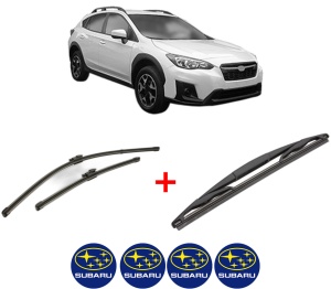 Set 3 stergatoare SUBARU XV (GT) din 2017, pentru parbriz si luneta fata si spate auto, Valeo Silencio, din cauciuc siliconat rezistent, 4 Stickere Auto SUBARU v13942