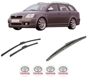 Set 3 stergatoare TOYOTA AVENSIS Estate (_T25_) din 2003-2008, pentru parbriz si luneta fata si spate auto, Bosch Twin-Aerotwin Retrofit, din cauciuc siliconat rezistent, 4 Stickere Auto TOYOTA - Img 2