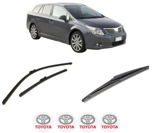 Set 3 stergatoare TOYOTA AVENSIS Estate (_T27_) din 2008-2018, pentru parbriz si luneta fata si spate auto, Bosch Twin-Aerotwin, din cauciuc siliconat rezistent, 4 Stickere Auto TOYOTA - Img 2