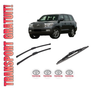 Set 3 stergatoare TOYOTA LAND CRUISER 200 (_J2_) din 2007-2015, pentru parbriz si luneta fata si spate auto, Bosch Twin-Aerotwin Retrofit, din cauciuc siliconat rezistent, 4 Stickere Auto TOYOTA