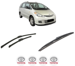 Set 3 stergatoare TOYOTA PREVIA III (_R2_, _R5_) din 2005, pentru parbriz si luneta fata si spate auto, Bosch Twin-Aerotwin Retrofit, din cauciuc siliconat rezistent, 4 Stickere Auto TOYOTA - Img 2