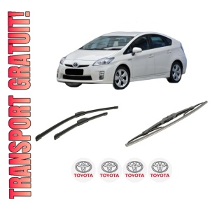 Set 3 stergatoare TOYOTA PRIUS (_W3_) din 2008-2016, pentru parbriz si luneta fata si spate auto, Bosch Twin-Aerotwin Retrofit, din cauciuc siliconat rezistent, 4 Stickere Auto TOYOTA