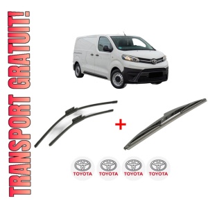 Set 3 stergatoare TOYOTA PROACE Bus (MDZ_) din 2016 - 2023, pentru parbriz si luneta fata si spate auto, Bosch Twin, din cauciuc siliconat rezistent, 4 Stickere Auto TOYOTA