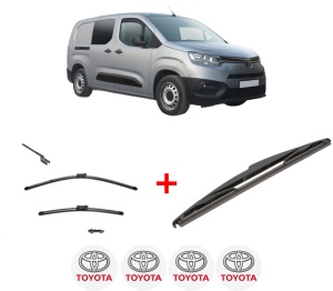 Set 3 stergatoare TOYOTA PROACE CITY VERSO MPV (BKY_) din 2019 - 2024, pentru parbriz si luneta fata si spate auto, Valeo Silencio, din cauciuc siliconat rezistent, 4 Stickere Auto TOYOTA v15322