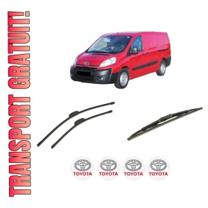 Set 3 stergatoare TOYOTA PROACE Van (MDX_) din 2013-2016, pentru parbriz si luneta fata si spate auto, Bosch Twin-Aerotwin Retrofit, din cauciuc siliconat rezistent, 4 Stickere Auto TOYOTA