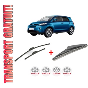 Set 3 stergatoare TOYOTA URBAN CRUISER (_P1_) din 2007 - 2016, pentru parbriz si luneta fata si spate auto, Bosch Twin, din cauciuc siliconat rezistent, 4 Stickere Auto TOYOTA