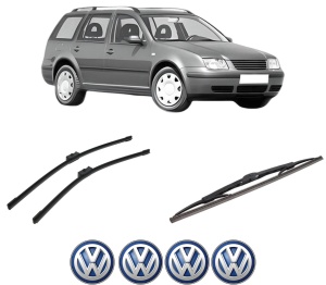 Set 3 stergatoare Volkswagen BORA Variant (1J6) din 1999-2005, pentru parbriz si luneta fata si spate auto, Bosch Twin-Aerotwin, din cauciuc siliconat rezistent, 4 Stickere Auto Volkswagen - Img 2