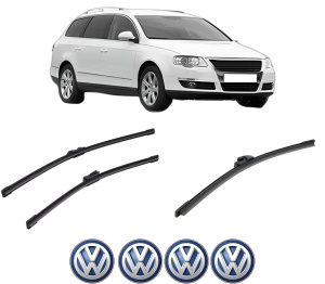Set 3 stergatoare Volkswagen PASSAT B6 Variant (3C5) din 2005-2011, pentru parbriz si luneta fata si spate auto, Bosch Aerotwin-Aerotwin, din cauciuc siliconat rezistent, 4 Stickere Auto Volkswagen - Img 2