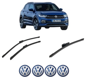 Set 3 stergatoare Volkswagen T-CROSS (C11, D31) din 2018-2020, pentru parbriz si luneta fata si spate auto, Bosch Aerotwin-Aerotwin, din cauciuc siliconat rezistent, 4 Stickere Auto Volkswagen - Img 2