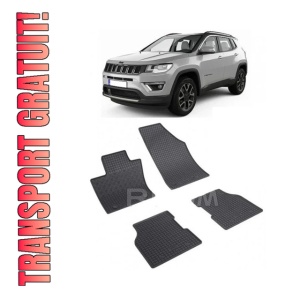 Set 4 covorase Jeep Compass 2017-prezent, din cauciuc 100%, compatibile cu autoturismul JEEP Compass
