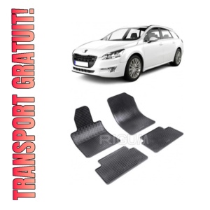Set 4 covorase Peugeot 508 Sedan/Sw 2011-2018, din cauciuc 100%, compatibile cu autoturismul PEUGEOT 508