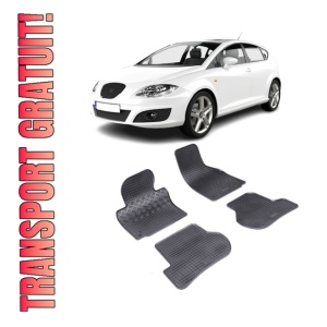 Set 4 covorase Seat Leon 2005-2012, din cauciuc 100%, compatibile cu autoturismul SEAT Leon