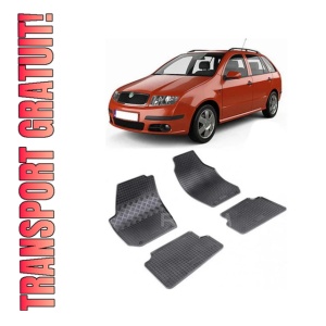 Set 4 covorase Skoda Fabia Ii 2007-2014, din cauciuc 100%, compatibile cu autoturismul SKODA Fabia