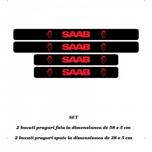 Set 4 protectii praguri auto, autoadezive Saab si breloc Succes, accesorii pentru autoturismul tau - masina v247158