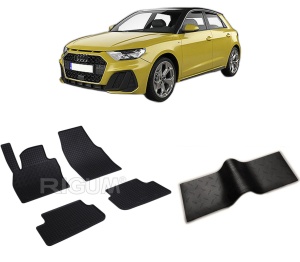 Set 5 covorase AUDI A1 GB din 07.2018-PREZENT, cu covoras tunel median, CAROSERIE HATCHBACK, Presuri cauciuc 100%, compatibil cu autoturismul AUDI A1 GB, Rigum - Img 2