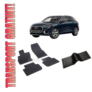 Set 5 covorase AUDI Q3 II din 08.2018-PREZENT, cu covoras tunel median, CAROSERIE SUV, Presuri cauciuc 100%, compatibil cu autoturismul AUDI Q3 II, Rigum