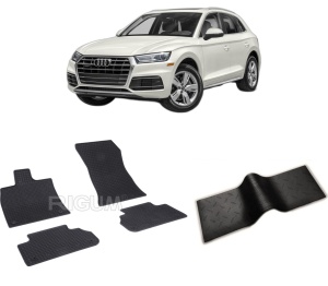 Set 5 covorase AUDI Q5 FY din 01.2017-PREZENT, cu covoras tunel median, CAROSERIE SUV, Presuri cauciuc 100%, compatibil cu autoturismul AUDI Q5 FY, Rigum - Img 2