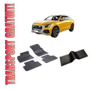 Set 5 covorase AUDI Q8 4M din 07.2018-PREZENT, cu covoras tunel median, CAROSERIE SUV, Presuri cauciuc 100%, compatibil cu autoturismul AUDI Q8 4M, Rigum