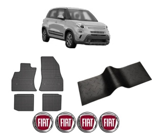 Set 5 covorase auto FIAT 500L (351_, 352_) din 2014-2020, cu covoras tunel median, presuri auto din cauciuc, 4x Stickere auto cu FIAT - Img 2