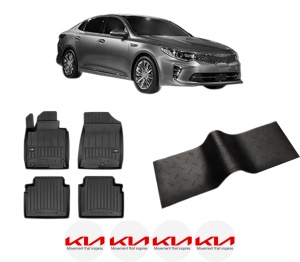 Set 5 covorase auto KIA OPTIMA (JF) din 2010-2018, cu covoras tunel median, presuri auto din cauciuc, 4x Stickere auto cu KIA - Img 2