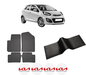 Set 5 covorase auto KIA PICANTO II (TA) din 2017-2022, cu covoras tunel median, presuri auto din cauciuc, 4x Stickere auto cu KIA - Img 2