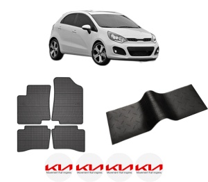 Set 5 covorase auto KIA RIO III (UB) din 2010-2016, cu covoras tunel median, presuri auto din cauciuc, 4x Stickere auto cu KIA - Img 2