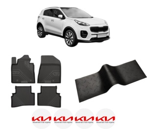 Set 5 covorase auto KIA SPORTAGE IV VAN (QL, QLE) din 2018-2023, cu covoras tunel median, presuri auto din cauciuc, 4x Stickere auto cu KIA - Img 2