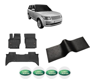 Set 5 covorase auto LAND ROVER RANGE ROVER IV (L405) din 2018-2024, cu covoras tunel median, presuri auto din cauciuc, 4x Stickere auto cu LAND ROVER - Img 2