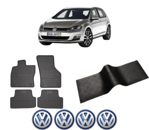 Set 5 covorase auto Volkswagen GOLF VII Van (5G1) din 2001-2007, cu covoras tunel median, presuri auto din cauciuc, 4x Stickere auto cu Volkswagen - Img 2